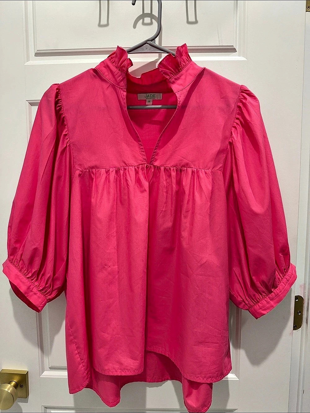 Jade Melody Pink Puff Sleeve Blouse Size Medium